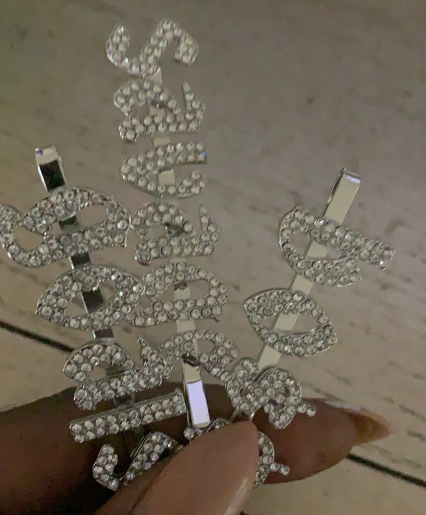 IN STOCK BLING HAIR PINS - GIRLY FONT