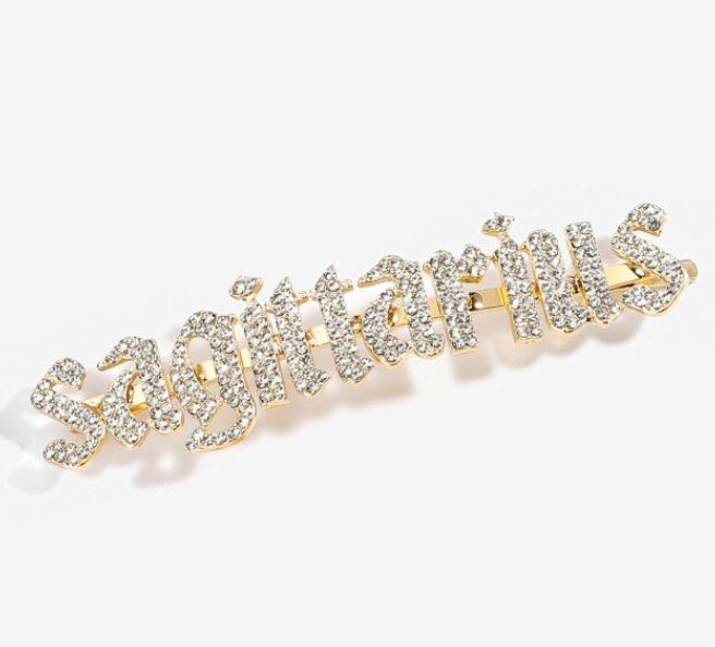 IN STOCK BLING HAIR PINS - ZODIAC GIRLY FONT